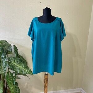 LANE BRYANT Blouse pull over womens  Plus  size 2X - 20 Top Teal blue color